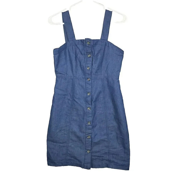 Juniors' DEREK HEART Button-Front Denim Bodycon Mini Dress SZ M 7/9 Blue 90s Y2K - Picture 1 of 9